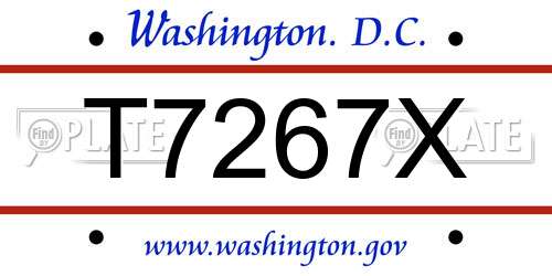 T7267X District Of Columbia License Plate