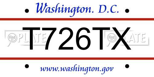 T726TX District Of Columbia License Plate