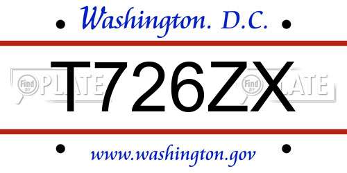 T726ZX District Of Columbia License Plate