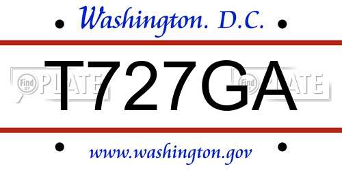T727GA District Of Columbia License Plate