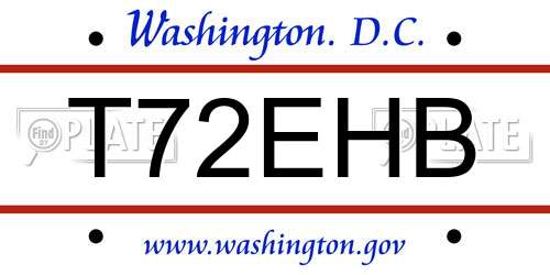 T72EHB District Of Columbia License Plate