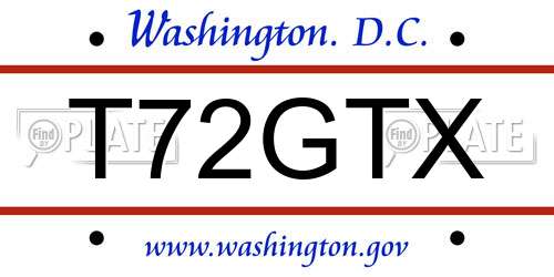 T72GTX District Of Columbia License Plate