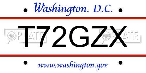 T72GZX District Of Columbia License Plate