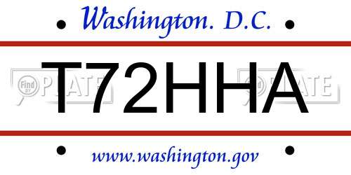 T72HHA District Of Columbia License Plate