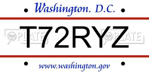 T72RYZ District Of Columbia License Plate