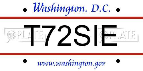 T72SIE District Of Columbia License Plate