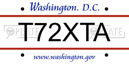 T72XTA District Of Columbia License Plate