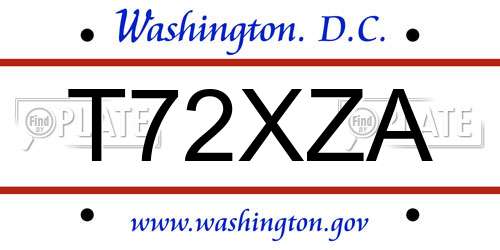 T72XZA District Of Columbia License Plate
