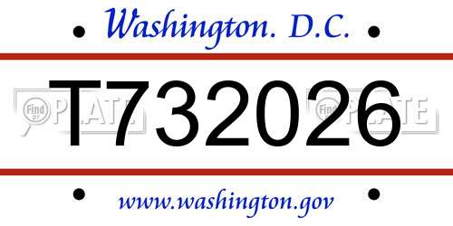 T732026 District Of Columbia License Plate