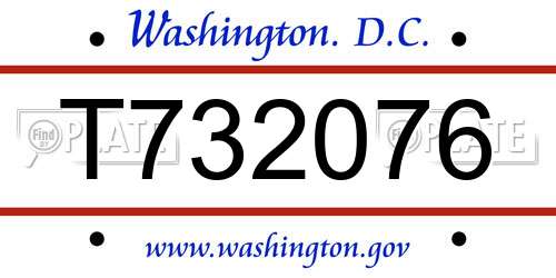 T732076 District Of Columbia License Plate