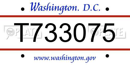 T733075 District Of Columbia License Plate