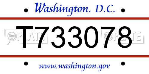 T733078 District Of Columbia License Plate