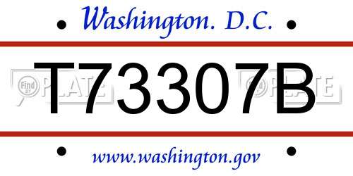 T73307B District Of Columbia License Plate