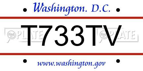 T733TV District Of Columbia License Plate