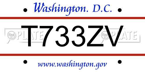T733ZV District Of Columbia License Plate