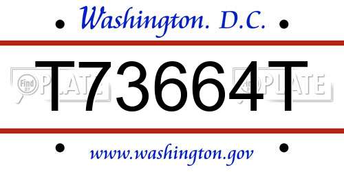 T73664T District Of Columbia License Plate