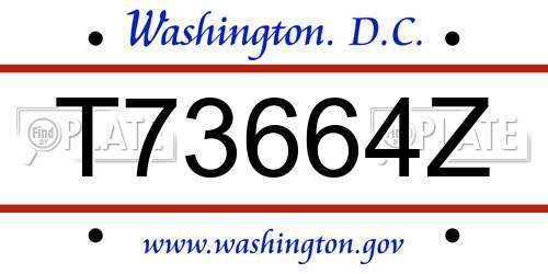 T73664Z District Of Columbia License Plate