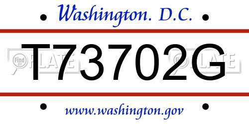 T73702G District Of Columbia License Plate