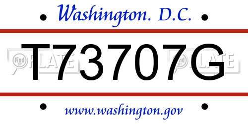T73707G District Of Columbia License Plate