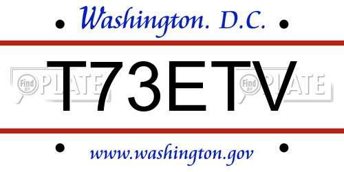 T73ETV District Of Columbia License Plate