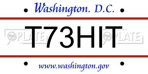 T73HIT District Of Columbia License Plate