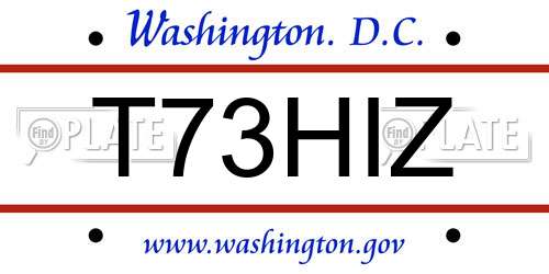 T73HIZ District Of Columbia License Plate