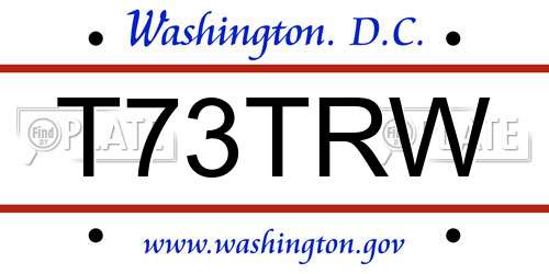 T73TRW District Of Columbia License Plate