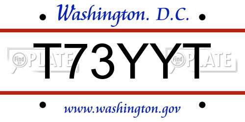 T73YYT District Of Columbia License Plate