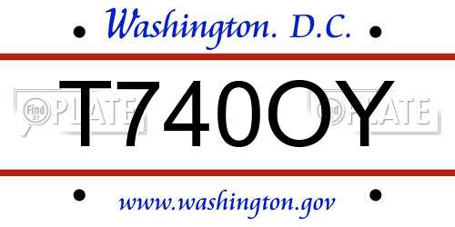 T740OY District Of Columbia License Plate