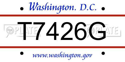 T7426G District Of Columbia License Plate