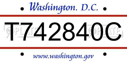 T742840C District Of Columbia License Plate