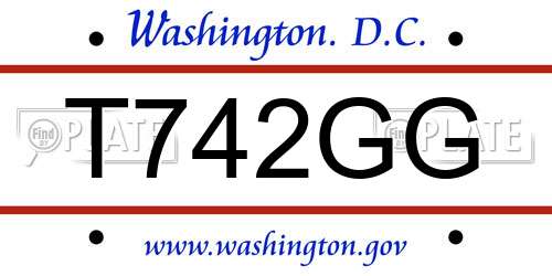 T742GG District Of Columbia License Plate