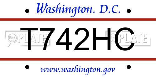 T742HC District Of Columbia License Plate