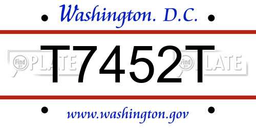 T7452T District Of Columbia License Plate