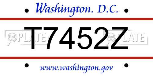 T7452Z District Of Columbia License Plate
