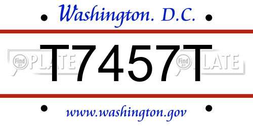T7457T District Of Columbia License Plate