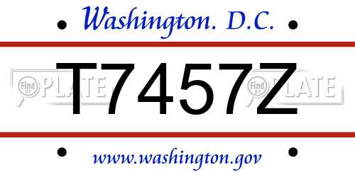 T7457Z District Of Columbia License Plate