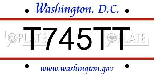 T745TT District Of Columbia License Plate
