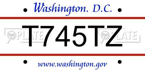 T745TZ District Of Columbia License Plate