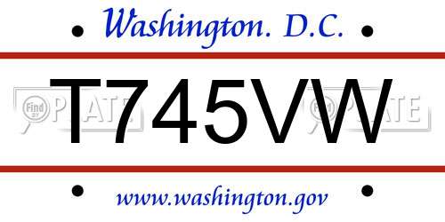 T745VW District Of Columbia License Plate