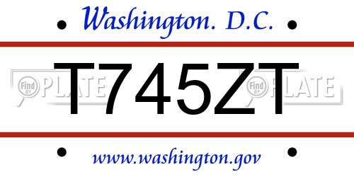 T745ZT District Of Columbia License Plate