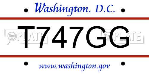 T747GG District Of Columbia License Plate