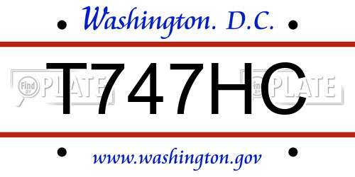 T747HC District Of Columbia License Plate