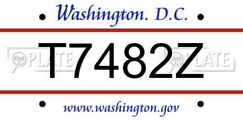 T7482Z District Of Columbia License Plate