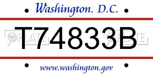T74833B District Of Columbia License Plate