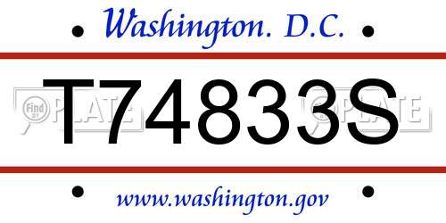 T74833S District Of Columbia License Plate