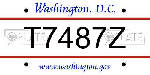 T7487Z District Of Columbia License Plate