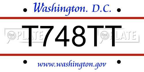 T748TT District Of Columbia License Plate