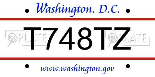 T748TZ District Of Columbia License Plate