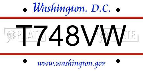 T748VW District Of Columbia License Plate